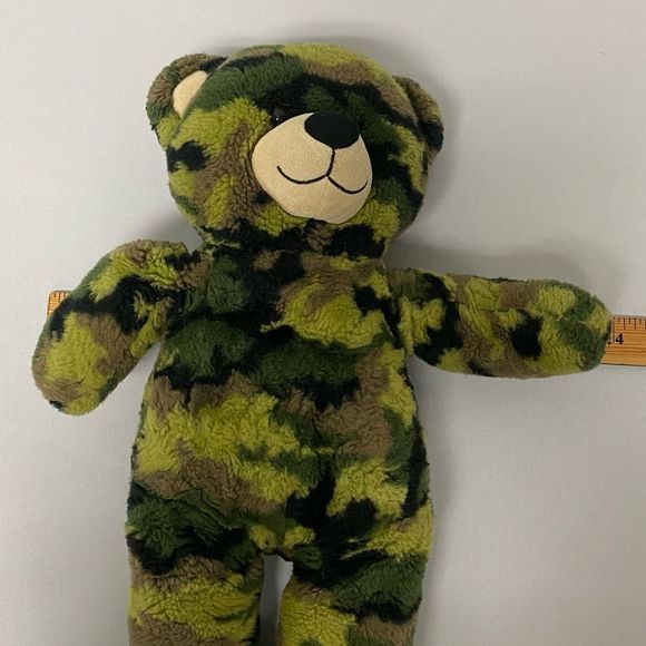 Build A Bear Camo Camouflage Green Military 17" Soft Plush Bear BABW - Picture 10 of 11